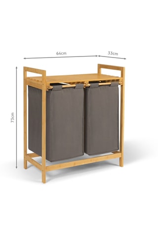 Bac à linge double en bambou Maya - Gris et naturel