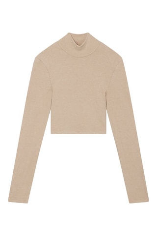 Top Crop Funnel Beige