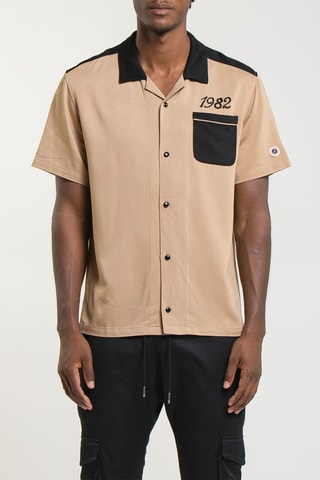 Chemise  Bowling Shirt - Camel et noir