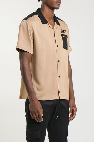 Chemise  Bowling Shirt - Camel et noir