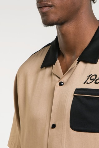 Chemise  Bowling Shirt - Camel et noir