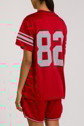 T-shirt Touchdown - Rouge et gris