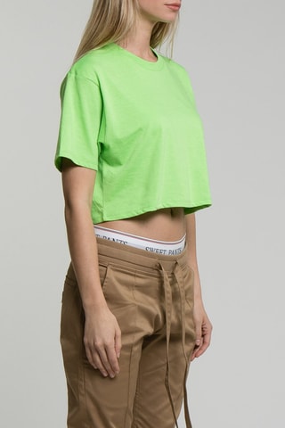 T-shirt court Crop Logo Vert fluo