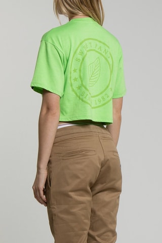 T-shirt court Crop Logo Vert fluo