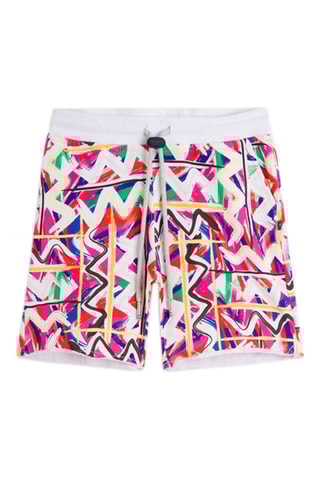 Short Tkid Cutoff Print Blanc et fuchsia