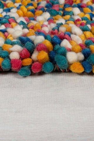 Wollen Vloerkleed Noodle - Blauw en Oranje