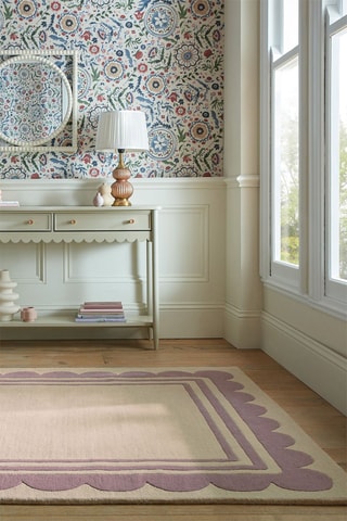 Wollen Vloerkleed Lois - Lichtpaars en Beige