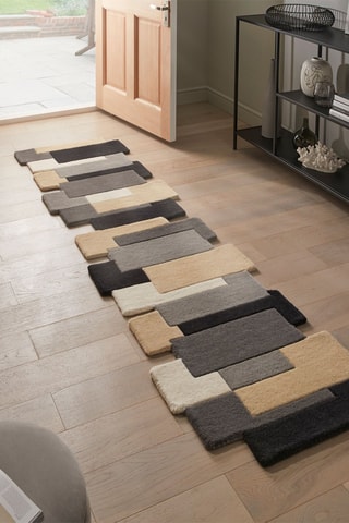 Wollen Vloerkleed Collage - Beige en Zwart