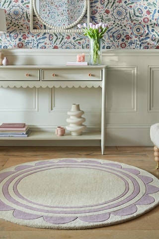 Wollen Vloerkleed Lois - Ecru en Lilapaars