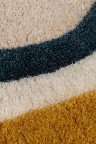 Wollen Vloerkleed Leo Scallop Border - Crèmekleurig en Blauw