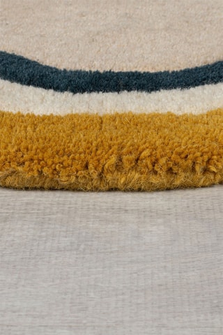 Wollen Vloerkleed Leo Scallop Border - Crèmekleurig en Blauw