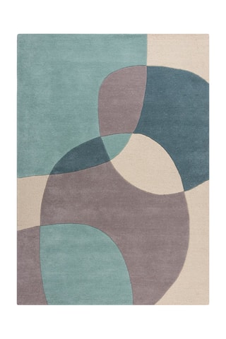 Tapis en laine Glow Ecru en Blauw