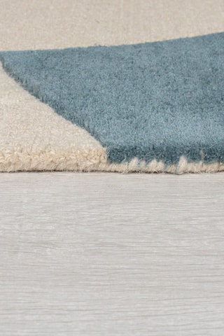 Tapis en laine Glow Ecru en Blauw