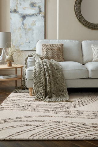 Wollen Vloerkleed Abstract Swirl - Beige en Bruin