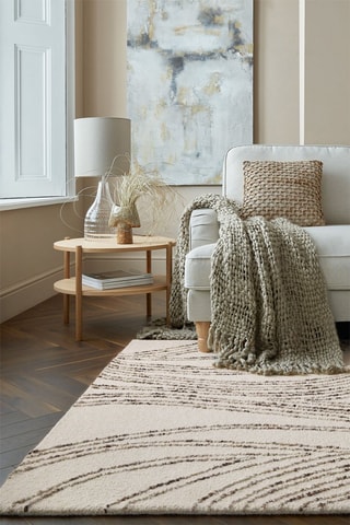 Wollen Vloerkleed Abstract Swirl - Beige en Bruin