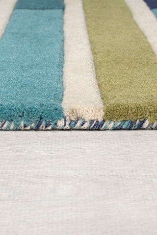 Wollen Vloerkleed Illusion Blauw en Groen