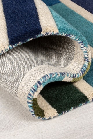 Wollen Vloerkleed Illusion Blauw en Groen