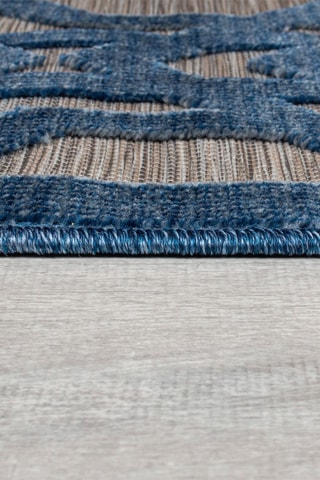 Vloerkleed Oro Goudkleurig en Blauw