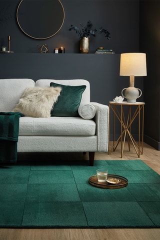 Wollen Vloerkleed Demi Check Ombre - Groen