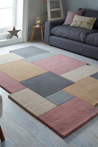 Wollen Vloerkleed Collage Roze en Geel