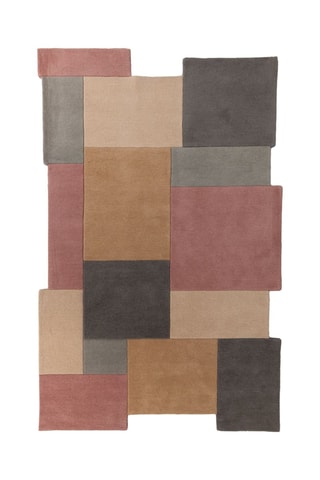 Wollen Vloerkleed Collage Roze en Geel