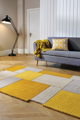 Wollen Vloerkleed Collage Okergeel 