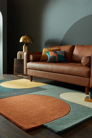 Wollen Vloerkleed Abstract Blauw