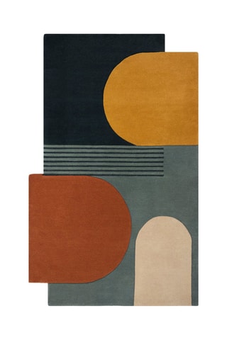 Wollen Vloerkleed Abstract Blauw