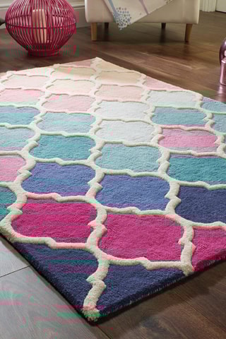 Wollen Vloerkleed Rosella Blauw en Roze 