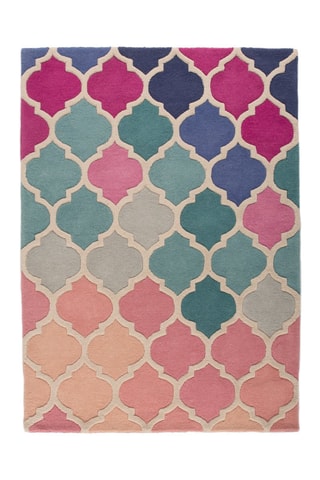 Wollen Vloerkleed Rosella Blauw en Roze 