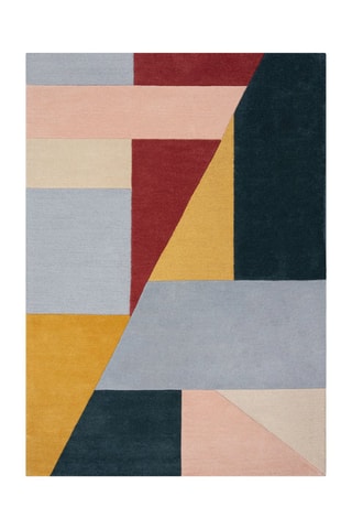 Wollen Vloerkleed Alwyn Bordeauxrood, Roze en Blauw