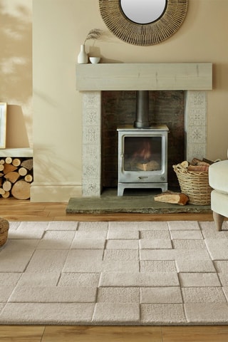 Wollen Vloerkleed Checkerboard Naturel