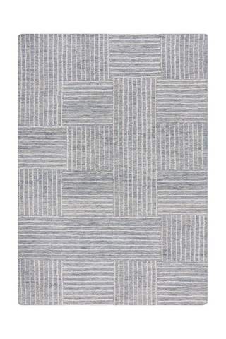 Wollen Vloerkleed Abstract Check - Lichtblauw en Wit