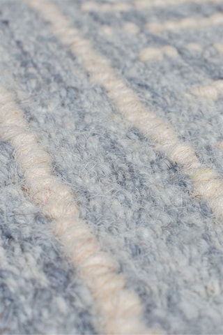 Wollen Vloerkleed Abstract Check - Lichtblauw en Wit