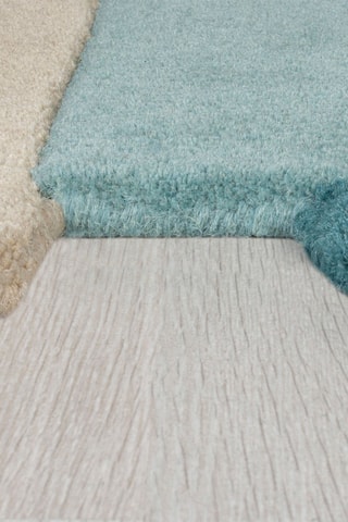 Wollen Vloerkleed Abstract Blauw en Grijs