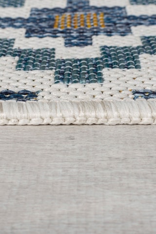 Tapis Zia Trellis Outdoor - Blauw en Geel