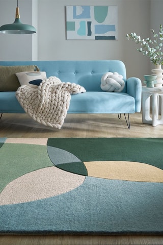 Wollen Vloerkleed Glow - Groen en Blauw