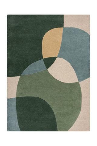 Wollen Vloerkleed Glow - Groen en Blauw