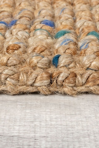 Jute en Wollen Vloerkleed - Naturel en Blauw