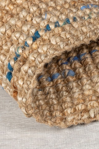 Jute en Wollen Vloerkleed - Naturel en Blauw