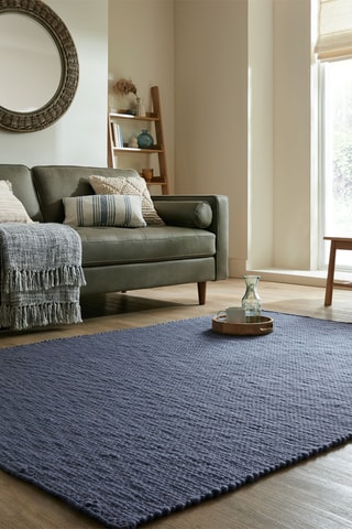 Wollen Vloerkleed Chunky -  Blauw