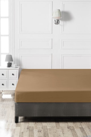 Drap-housse en coton 117 fils/cm² - Marron clair