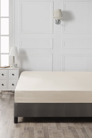 Drap-housse en coton 61 fils/cm²- Crème