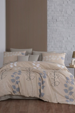 Parure de couette - Beige, gris et bleu