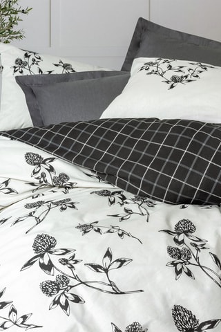 Parure de couette en coton 57 fils/cm² Ohia - Anthracite et blanc