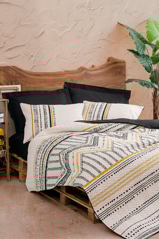 Parure de lit en coton 57 fils/cm² Elvira - Blanc et noir