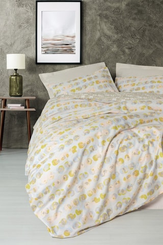 Parure de couette Jocus 57 fils/cm² en coton - Beige et bleu