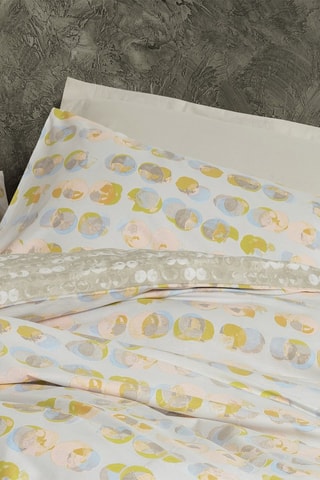 Parure de couette Jocus 57 fils/cm² en coton - Beige et bleu