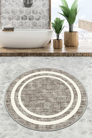Tapis rond - Gris et écru