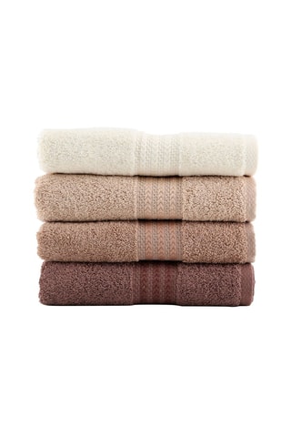 4 serviettes de toilette - Beige - 50 x 90 cm